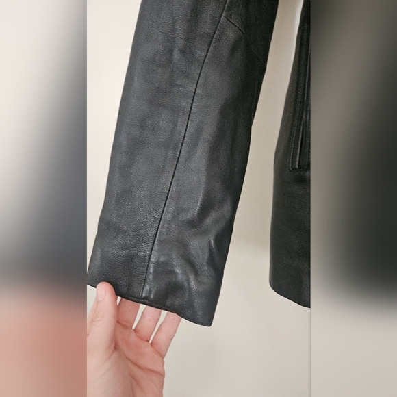 Vintage Pelle Studio by Wilsons Leather Fitted Leather Blazer – Y2K Black. Small - Picture 11 of 15